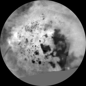 A map of Titan’s North Pole, including its lakes, sediments and complex terrain. (Credit: NASA/JPL-Caltech/Space Science Institute.)